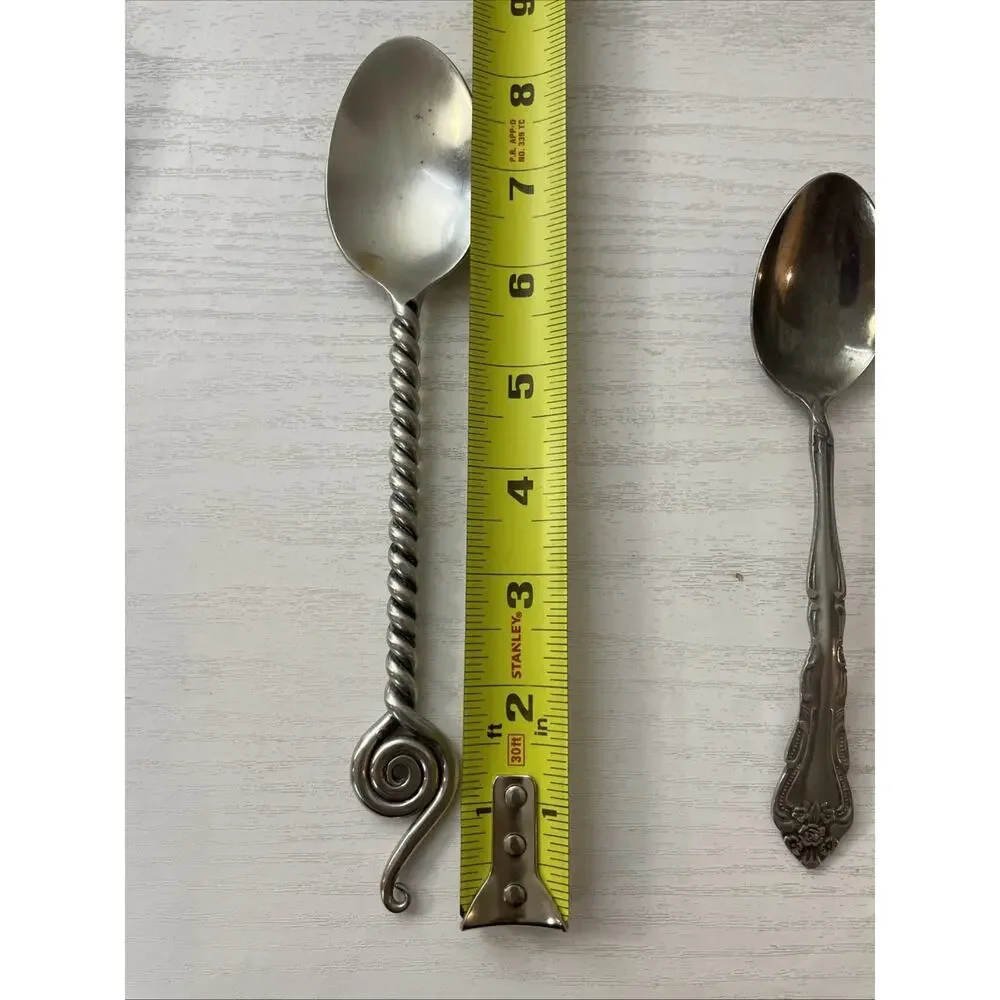 Vintage Mixed Stainless Steel Spoons Lot 3 Sears Gentle Rose Spiral Slotted Vtg